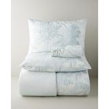 English Home Palmera Dijital Baskılı Çizgili Saten Çift Kişilik Çarşaflı Nevresim Takımı 200X220 cm Turkuaz-Bej