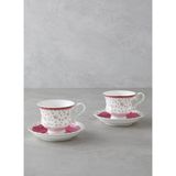 English Home Pembe Çay Fincan Ve Tabak FLORANA ÇAY FİNCANI TAKIMI KP