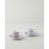 English Home Pico Porselen 4 Parça 2 Kişilik Kahve Fincan Takımı 80 ml Lacivert-Kırmızı - Lacivert - Kırmızı