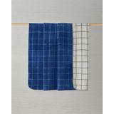 English Home Plain Check Pamuklu King Size Battaniye Lacivert - Krem