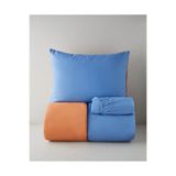 English Home Plain Pamuk Çarşaflı Tek Kişilik Nevresim Takımı 160x220 cm Mavi-Turuncu