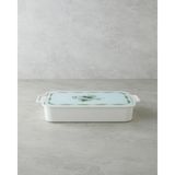 English Home Plantopia Melamin 6'lı Kahvaltılık 39X21 cm Beyaz - Yeşil Cam Kapaklı Kullanışlı Set