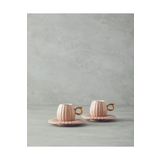 English Home Polka New Bone China 4 Parça 2 Kişilik Kahve Fincan Takımı Pudra