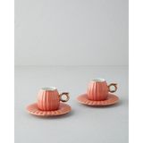 English Home Polka New Bone China 4 Parça 2 Kişilik Kahve Fincan Takımı Terracotta - Toprak Rengi