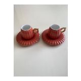 English Home Polka New Bone China 4 Parça 2 Kişilik Kahve Fincan Takımı Terracotta