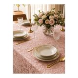 English Home Premium Seri Fisto Kenarlı Dantel Pudra Yemek Masası Örtüsü 6-8 Kişilik (150x150 cm)