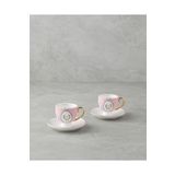 English Home Retro Vibe New Bone China 4 Parça 2 Kişilik Kahve Fincan Takımı 100 ml Pembe