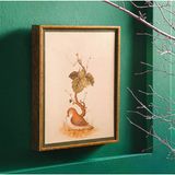 English Home Robin Bird Ardıç Kuşu Gold Detaylı Doğa Temalı Altın Ahşap Dekoratif Tablo