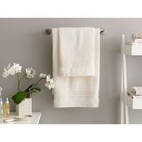 English Home Romantic Stripe Floşlu Pamuklu Banyo Havlusu Takımı Ekru - 70 x 150 cm - Renkli