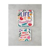English Home Rosy Life Melamin Kaydırmaz 2'li Tepsi 33-24 cm Renkli