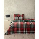 English Home Royal Check Flanel Çift Kişilik Çarşaflı Nevresim Takımı Kırmızı