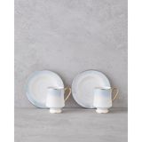 English Home Royals New Bone China 4 Parça 2 Kişilik Mavi Seramik Kahve Fincan Takımı 90 ml Şık Tasarım