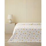 English Home Sevilla Baskılı Pamuklu Tek Kişilik Pike 150X220 cm Sarı - Beyaz - Sarı