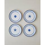 English Home Shellwave Porselen 4'lü Pasta Seti 19 cm Lacivert-Beyaz - Renk - Beyaz - Mavi