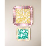 English Home Simple Flower Melamin 2’li Kaydırmaz Tepsi 33X33 cm + 24X24 cm Renkli