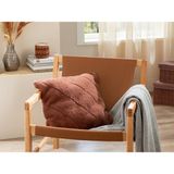 English Home Soft Touch Rabbit Peluş Kırlent Kılıfı 45 x 45 cm Haki - Koyu Gül Kurusu