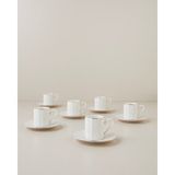 English Home Sorelia Porselen 12 Parça 6 Kişilik Kahve Fincan Takımı 90 ml Beyaz-Gold - Beyaz - Gold
