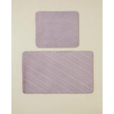 English Home Stripe Line Kaydırmaz Taban Banyo Paspası Seti 60X100 cm + 50X60 cm Lila