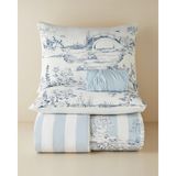 English Home Striped Jouy Pamuklu Çarşaflı Çift Kişilik Nevresim Takımı 200x220 cm Mavi