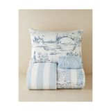 English Home Striped Jouy Pamuklu Çarşaflı Tek Kişilik Nevresim Takımı 160x220 cm Mavi