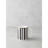 English Home Stripy White Bone Porselen Kupa 290 ml Siyah-Beyaz-Gold - Siyah - Beyaz