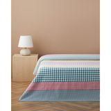 English Home Summer Grid Baskılı Pamuklu Tek Kişilik Pike 150X220 cm Turuncu - Açık Turuncu