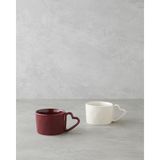 English Home Sweethearts Stoneware 2'li Kupa 285 ml Bej – Bordo - 2 Adet