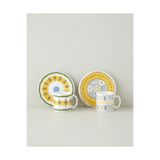 English Home Talavera Garden Bone Porselen 4 Parça 2 Kişilik Kahve Fincan Takımı 90 ml A. Mavi-Yeşil-Sarı