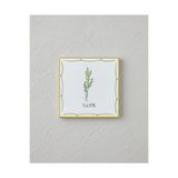 English Home Thyme Seramik Bardak Altlığı 10.8x0.8 cm Beyaz - Yeşil