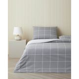 English Home Timeless Grid Kolay Ütülenir Çarşaflı Çift Kişilik Nevresim Takımı 200x220 cm Gri - 200 x 220 cm