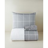 English Home Timeless Grid Kolay Ütülenir Çarşaflı Tek Kişilik Nevresim Takımı 160x220 cm Gri - 160 x 220 cm