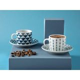 English Home Trin Porselen 2'li 80 ml Lacivert Kahve Fincan Takımı