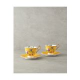 English Home Vanilla New Bone China 4 Parça 2 Kişilik Fincan Takımı Sarı