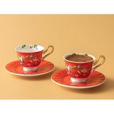 English Home Vanilla New Bone China 4 Parça 2 Kişilik Kahve Fincan Takımı 90 ml Kırmızı