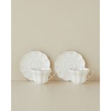 English Home Velisse New Bone China 4 Parça 2 Kişilik Çay Fincanı Takımı 180 ml Beyaz-Gold Şık Tasarım - Beyaz - Gold