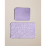 English Home Wavelet Kaydırmaz Taban Banyo Paspası Seti 60X80 cm + 40X60 cm Mor - Açık Lila