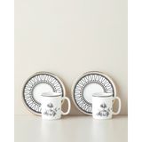 English Home White Chic Bone Porselen 4 Parça 2 Kişilik Kahve Fincan Takımı 90 ml Siyah-Beyaz-Gold - Beyaz - Siyah - Gold