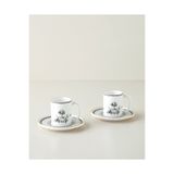 English Home White Chic Bone Porselen 4 Parça 2 Kişilik Kahve Fincan Takımı 90 ml Siyah-Beyaz-Gold
