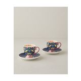 English Home Wingy New Bone China 4 Parça 2 Kişilik Kahve Fincan Takımı 100 ml Lacivert