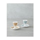 English Home Winnie Porselen 4 Parça 2 Kişilik Kahve Fincan Takımı 90 ml Yeşil-Turuncu