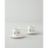 English Home Wishful Bone Porselen 4 Parça 2 Kişilik Kahve Fincan Takımı 90 ml Kırmızı - Yeşil