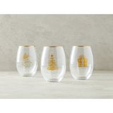 English Home Yılbaşı Christmas Match Cam 3'lü Meşrubat Bardağı 350 ml Gold