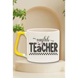 English Teacher 5 Baskılı Ingilizce Öğretmeni Doğum Günü Hediye Sarı Kulplu Kupa Bardak