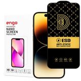 Engo Apple iPhone 14 Pro İle Uyumlu Ekran Koruyucu Antistatik 9H Temperli Kırılmaz Cam, Toz Tutmayan Parmak İzi Önleyici, 5D Tam Kaplayan Esd Koruma, Hd Şeffaf