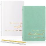 Engrowtic 6 Adet Düğün Yemin Kitapları Tükenmez Kalem ile Onun ve Onun Yemin Kitapları 15,9 x 9,9 cm Deri Çift Defter Düğün, Gelin Duşu, Nişan Partisi için Hediye 40 Sayfa/Adet (Adaçayı Yeşili ve