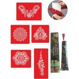 Enhavalı Büyük Mandala Desenleri Hint Kınası ile Geçici Dövme Yapma Seti