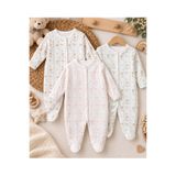 ENİA BABY Kız Bebek Desenli Patikli 3lü Tulum Set Yenidoğan Kıyafet Seti 3-6-9 Ay