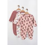 ENİA BABY Kız Bebek Kıyafeti Kaktüs Çiçek Desenli %100 Pamuklu Patikli 3lü Mevsimlik Tulum Set 0-3-6-9 Ay