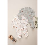 ENİA BABY OrganikErkek Bebek desenli 2li Tulum Takımı Yenidoğan kıyafet 1-3-6 ay 2'li Pamuklu 2 Parça