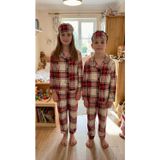 Enie Erkek Çocuk %100 Pamuk Ekose Desenli Uzun Kollu Pijama Takımı + Göz Bandı